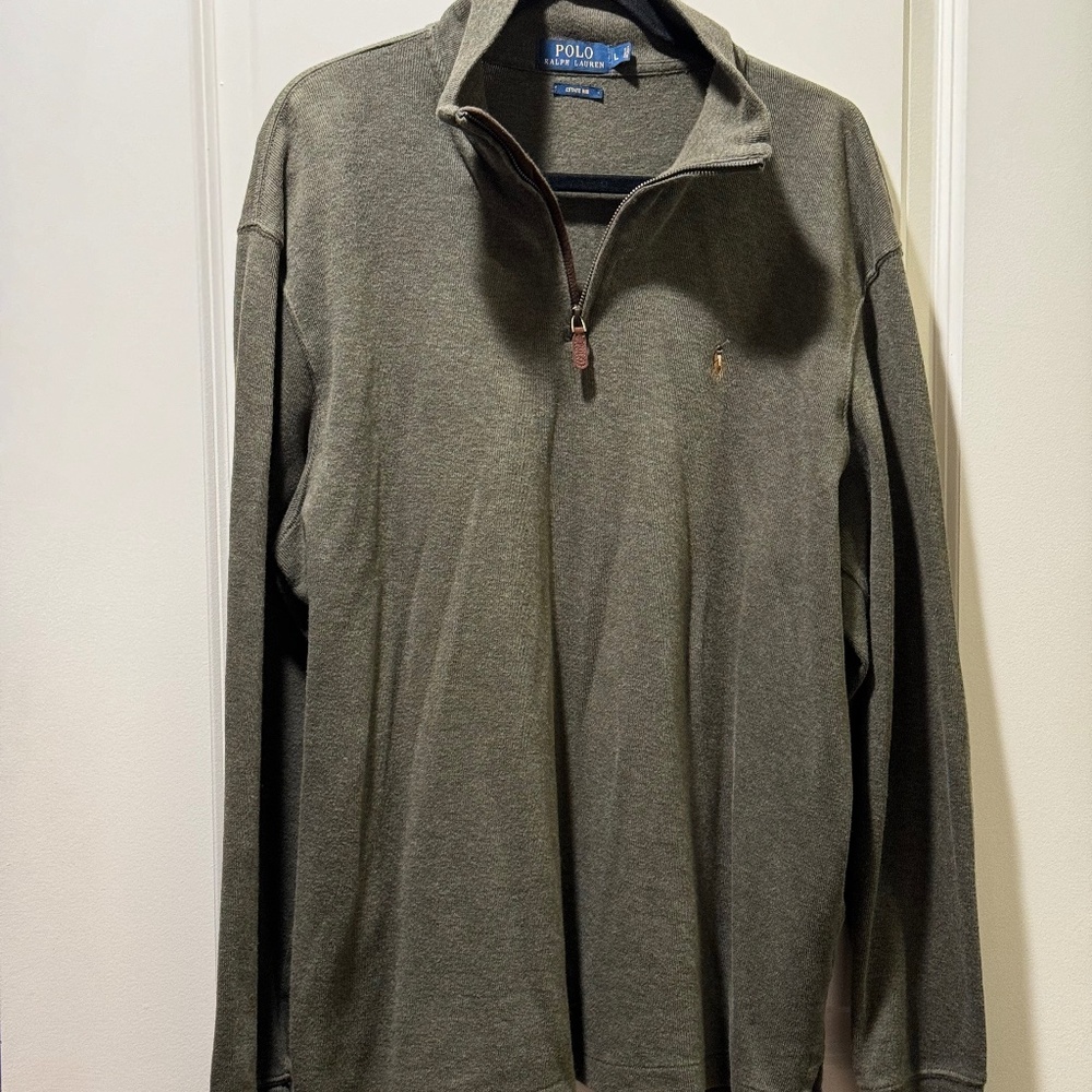Polo Ralph Lauren Men's Estate-Rib Cotton Quarter-Zip Pullover Size LARGE